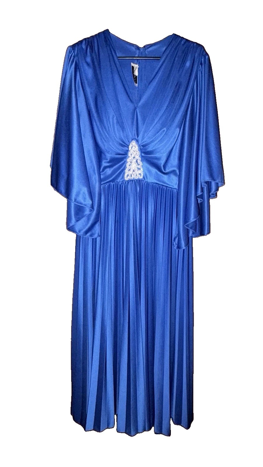 Vintage 1980s Sylvia Ann royal blue polyester maxi gown size 16