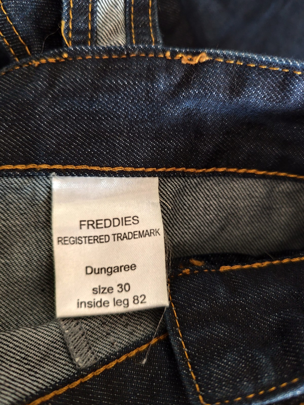 Freddies of Pinewood Dungaree Dolls Denim 1940s Rockabilly Sz 30 waist 37cm