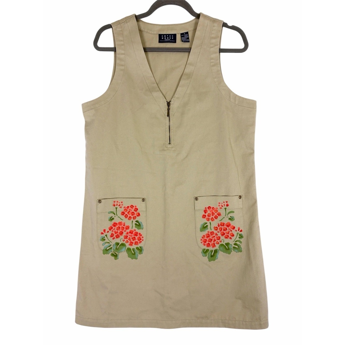 Vintage Crazy Horse Liz Claiborne Hand Painted Dragonfly Jumper Dress M Floral
