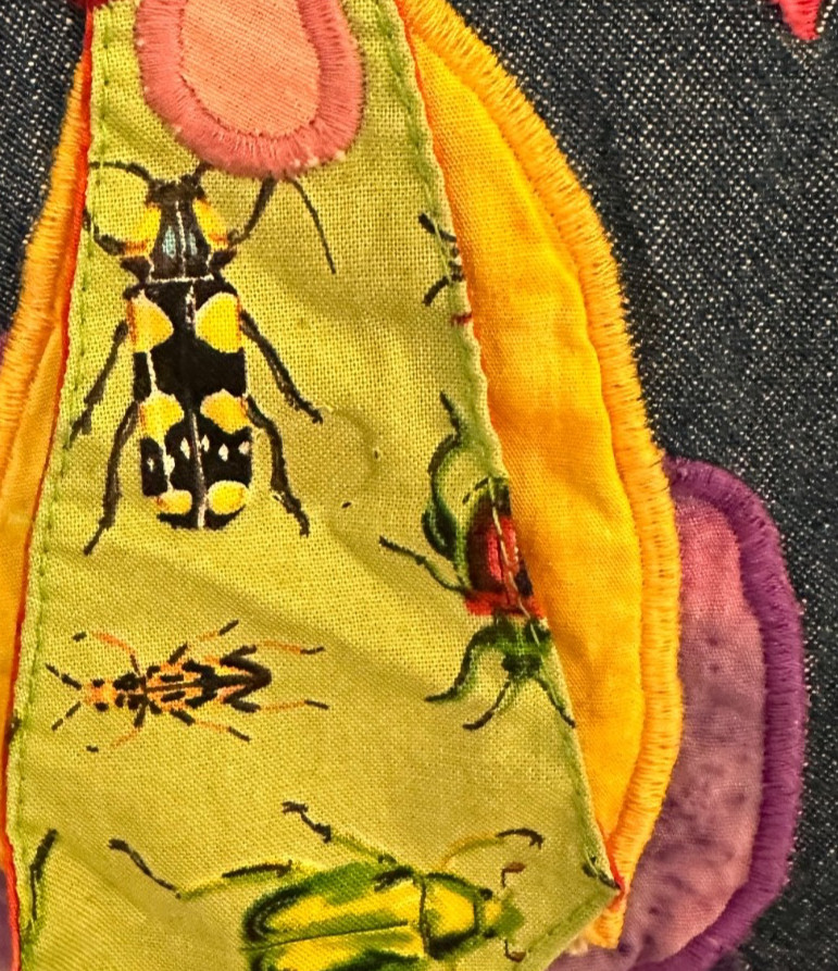 VTG Alfredo’s Wife Wearable Art Whimsical Dog Applique Denim Tunic SZ S OOAK