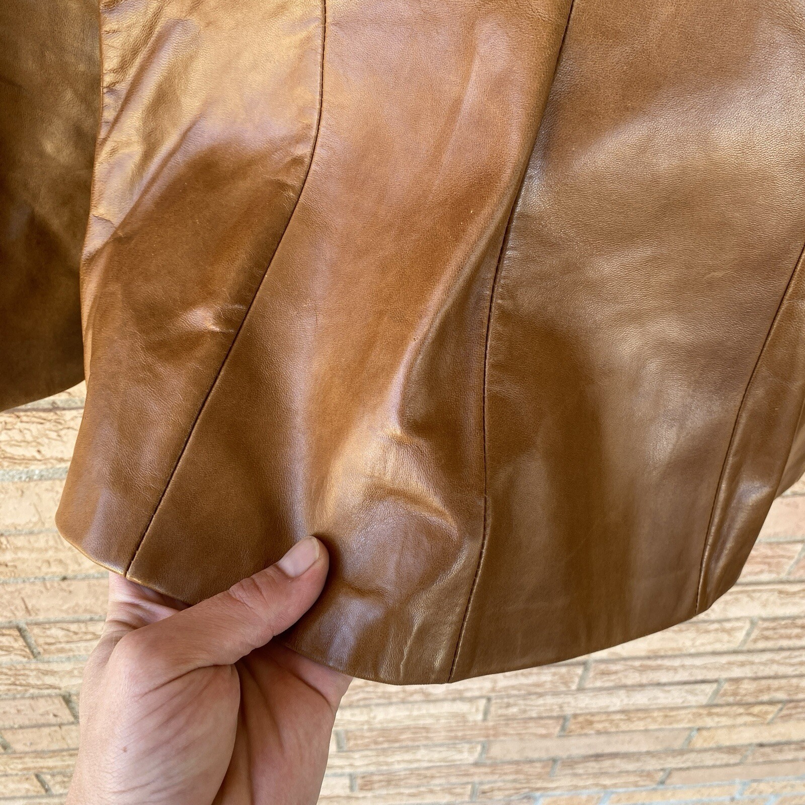 Lady Scully Tan Leather Lizard? Yoke Blazer Jacket size 8 Western 70s Cowhide?