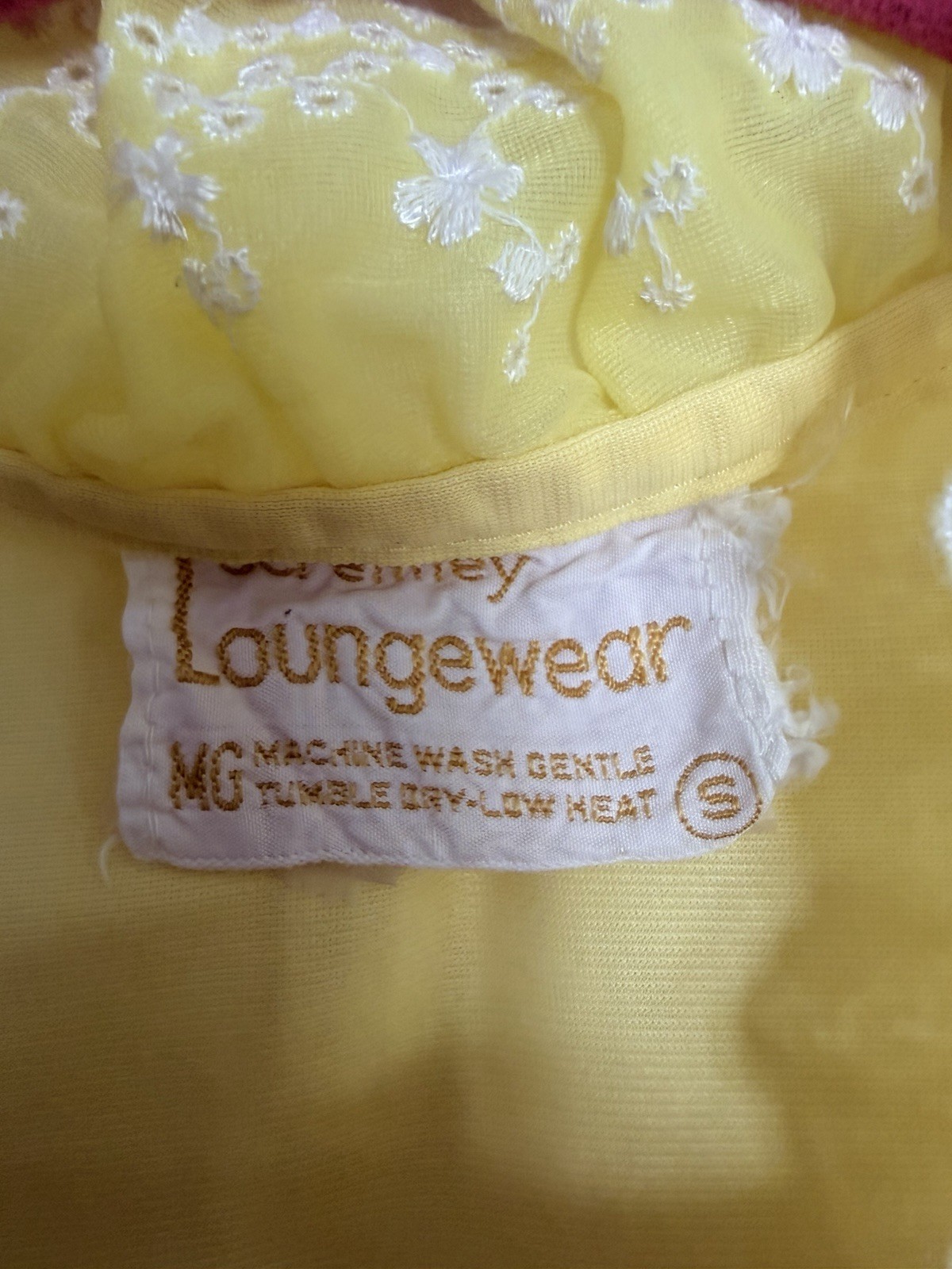 Vintage Nylon Loungewear Robe Eyelit Lace Trim Zipper Front Side Pocket