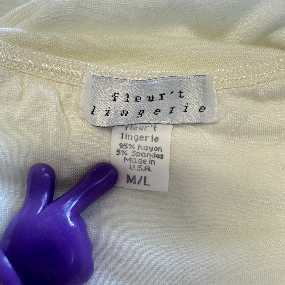 Vintage Fleur’t Lingerie Ivory Cream Camisole Shelf Bra Tank Top Stretch M/L