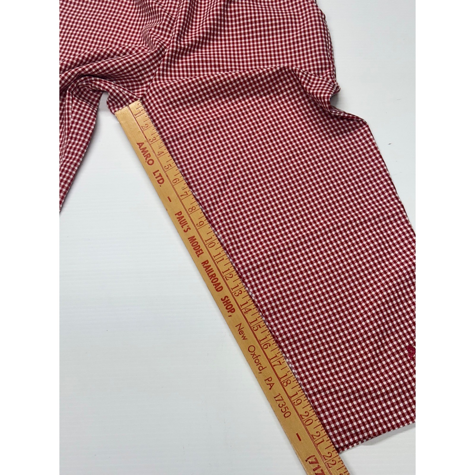 VTG Teddi Pants Red Gingham Check Flower Embroidery High Waist Side Zip 12 Women