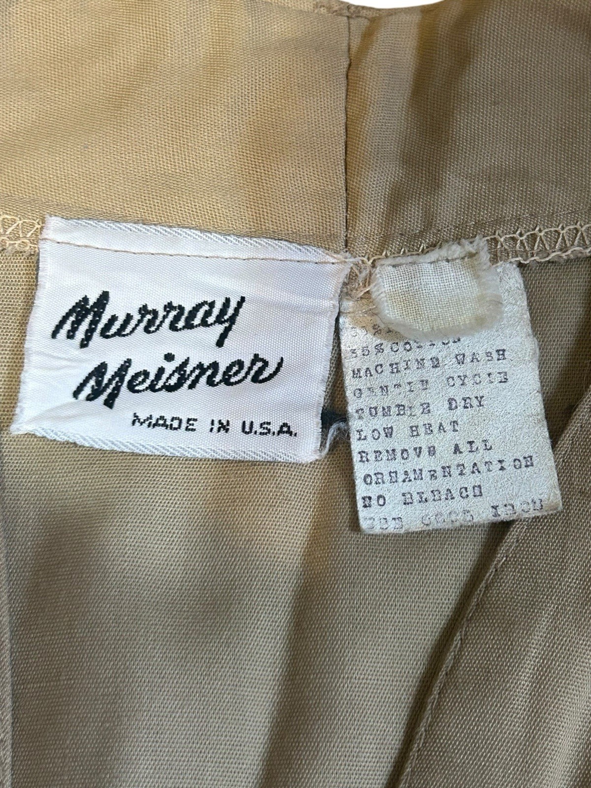 Vintage 80s Murray Meisner Khaki Utility Midi Dress USA Made Safari Cottagecore