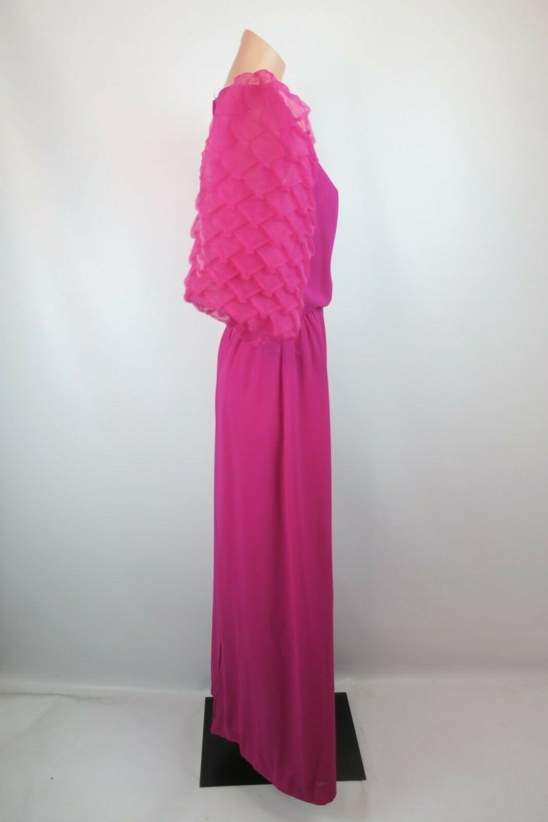 VTG MISS ELLIETTE 12 Pink Gown Pageant Wedding BOLD Pineapple Sleeve FORMAL Prom