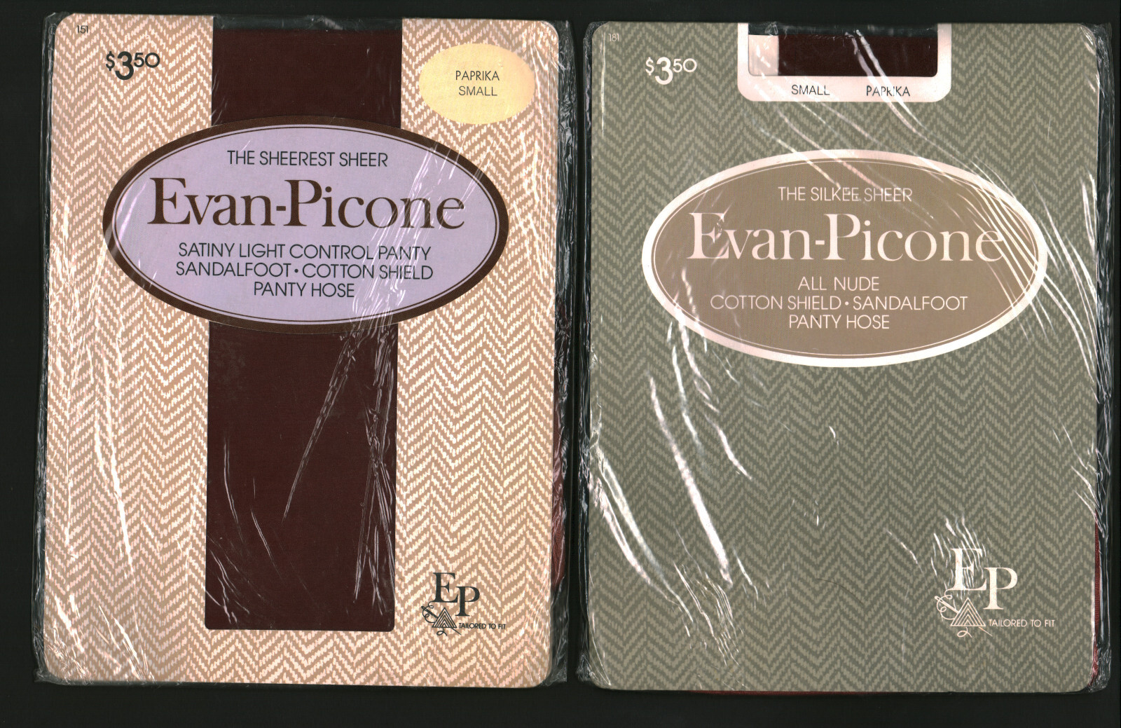 Lot 2 Evan-Picone Pantyhose Paprika (Brown/Purple) Sz Small to 135lb 5’5″ 1980s
