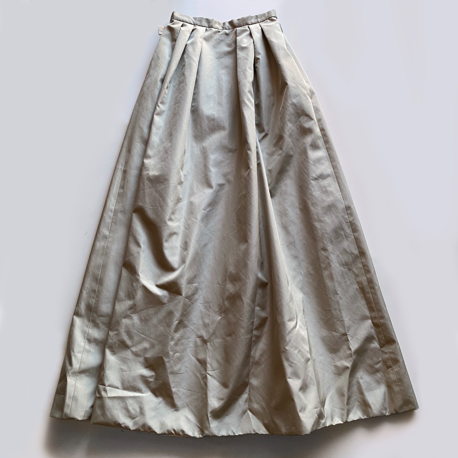 Vtg 80s Pamela Dennis Collection $990 Champagne Silk Maxi Skirt Pleated Sz 12