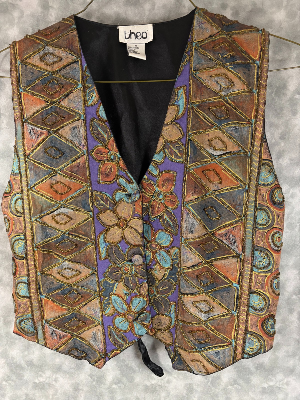 Theo Beaded Floral Vest S Boho Style Vintage Sm Runs Big