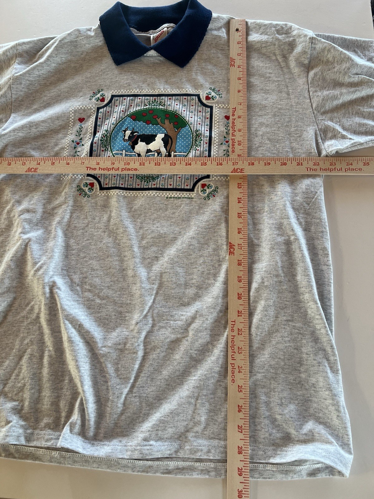Vintage 90s 1993 gray blue collar cottagecore COWS graphic tshirt XL by Jerzees