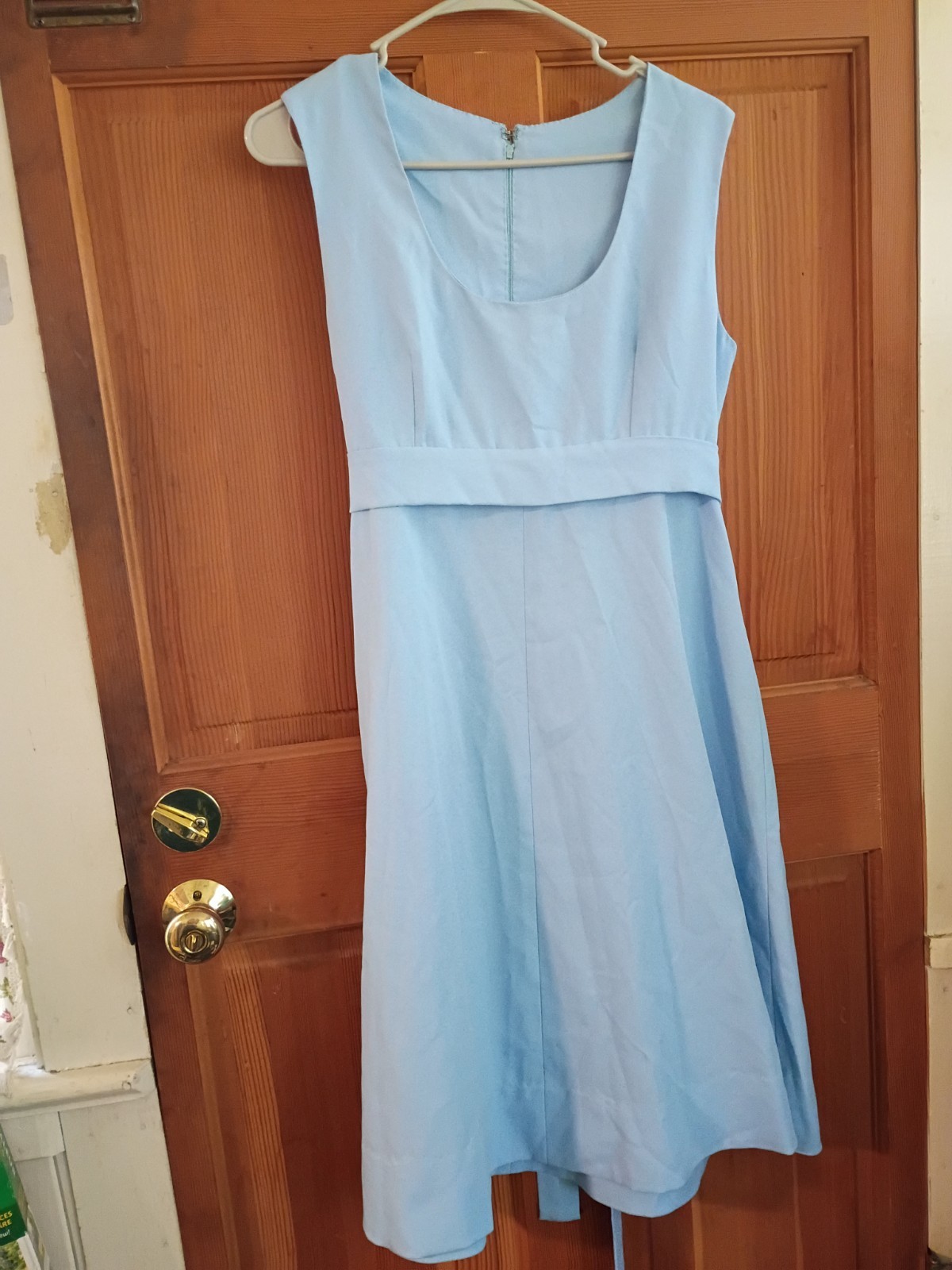 1960s Vintage Powder Blue Mid Length Dress Handsewn