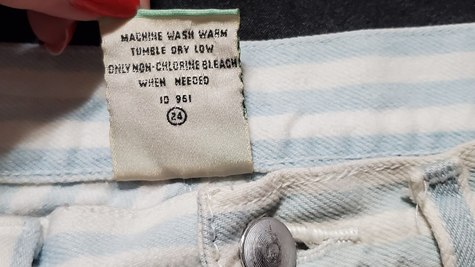 Vtg PS Gitano Blue White Striped Jeans 80s 90’s Proportionately Sized 12 Short