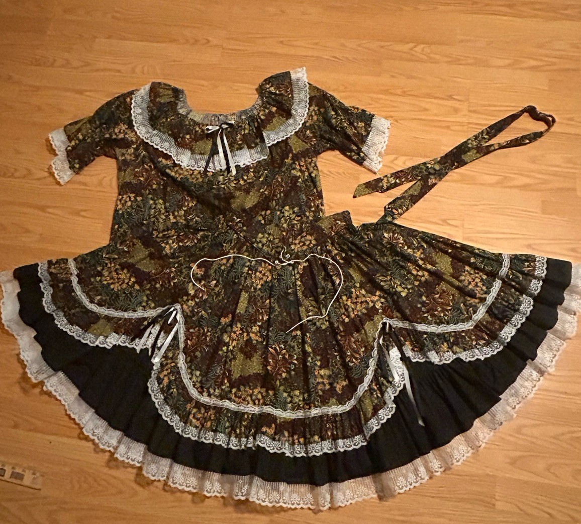 Vintage Fun&Fancy Originals Square Dance Floral Outfit Circle Skirt Sz XL