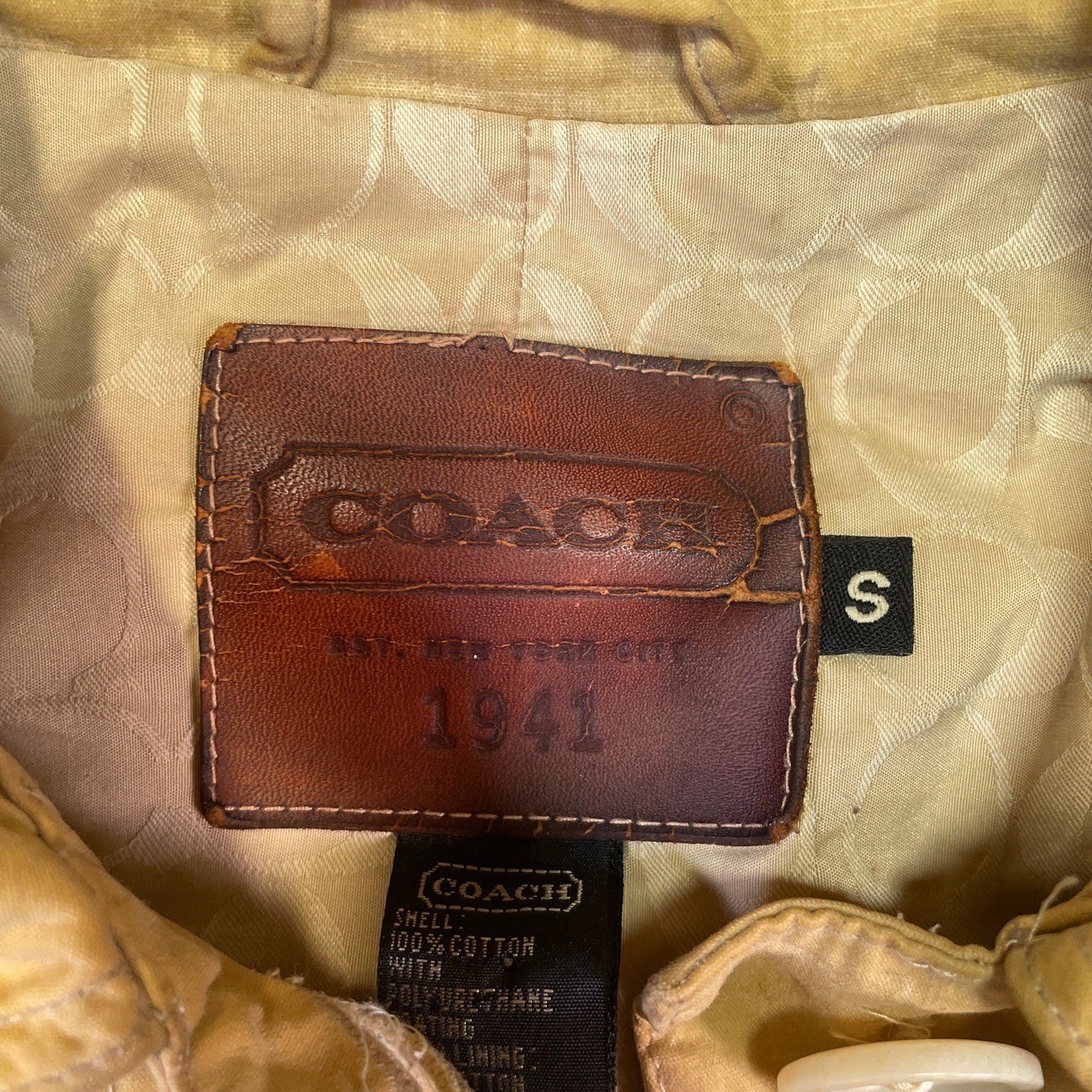 Coach 1941 Womens Small Coat Jacket Boho Chic Tan Button Collared Casual Stylish