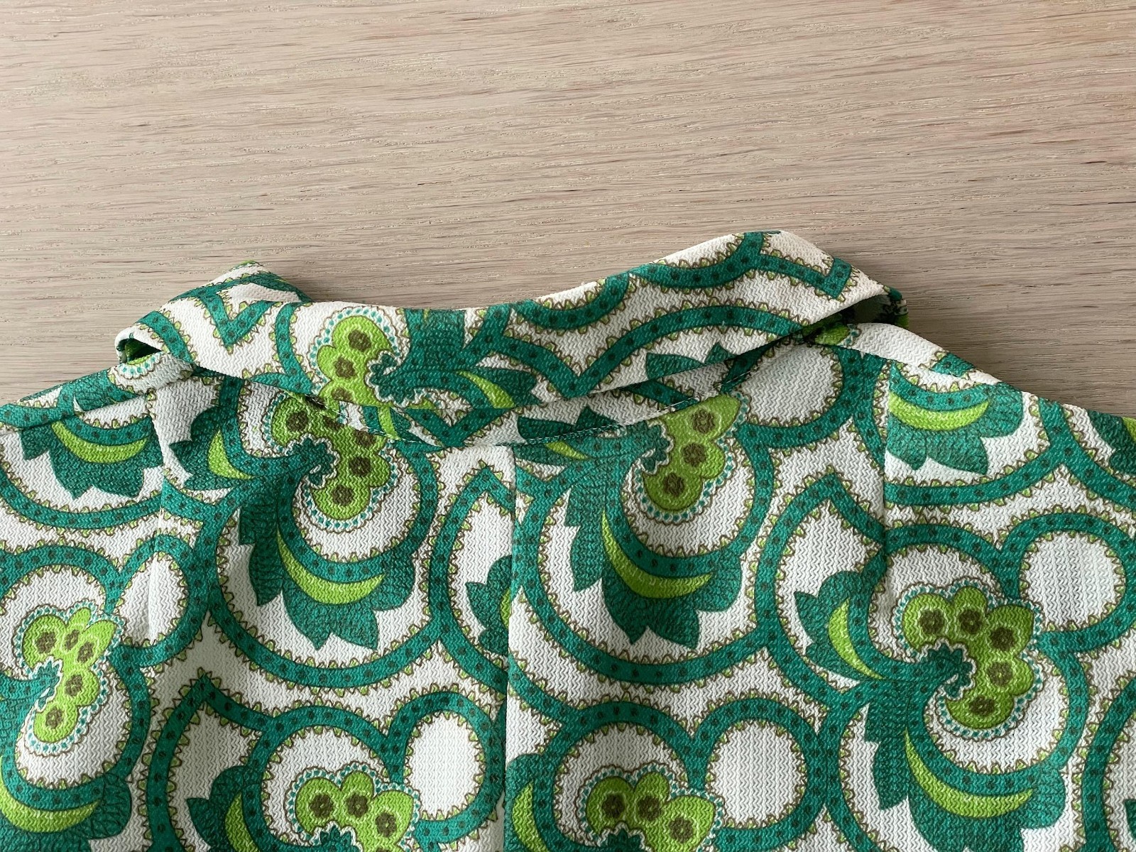 Vintage 60s 70s Barbarella Mod Dress, Green Psychedelic Sleeveless Shift, Size L