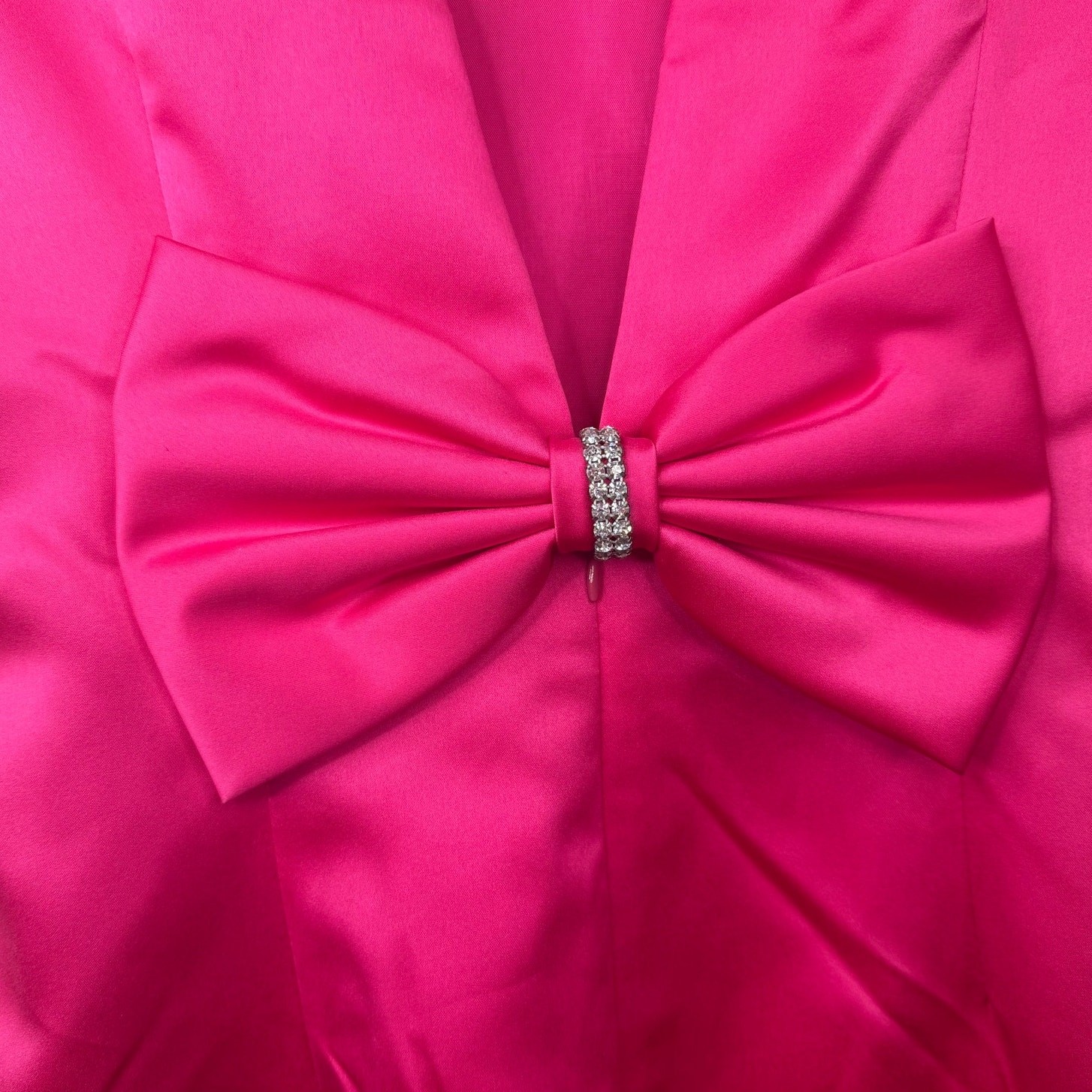 Vintage Chadwicks Late Edition Ltd. 1980s VTG Hot Pink Satin Bow Cocktail Dress