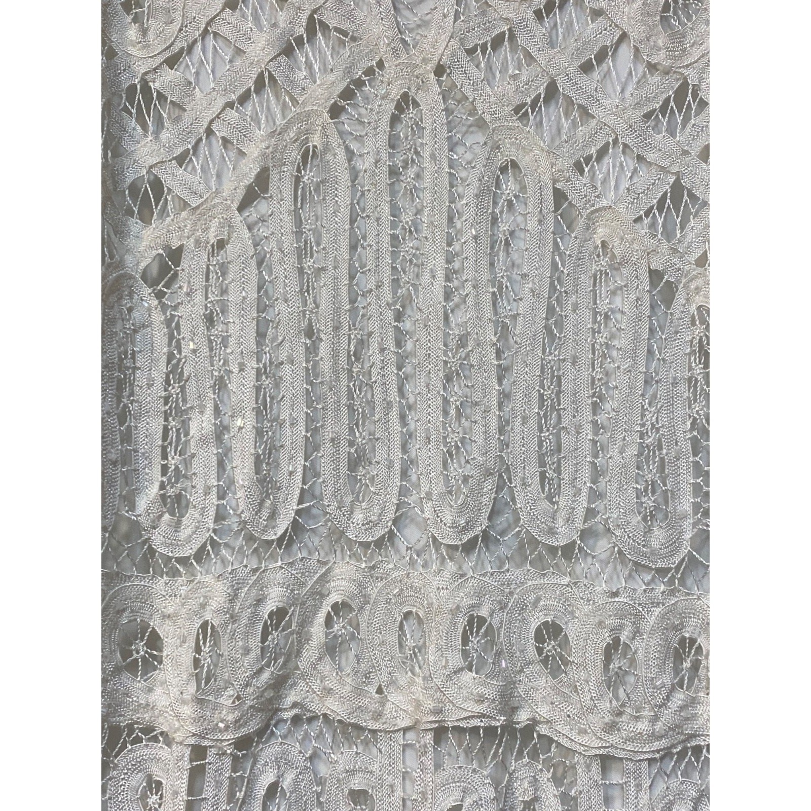 Vtg Y2K Kroshetta By Papillon Ivory Crochet Knit Midi Dress Sz XL