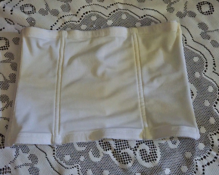 Vintage 90s Cupid 5067 Extra Firm Control Waist Cincher Girdle Damask White Larg