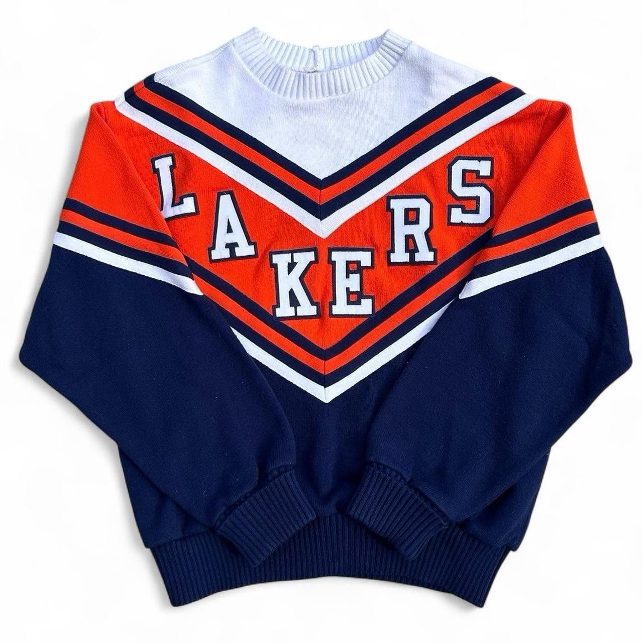 Vintage 80s Varsity Spirit Fashions Color Block Lakers Cheerleading Sweater