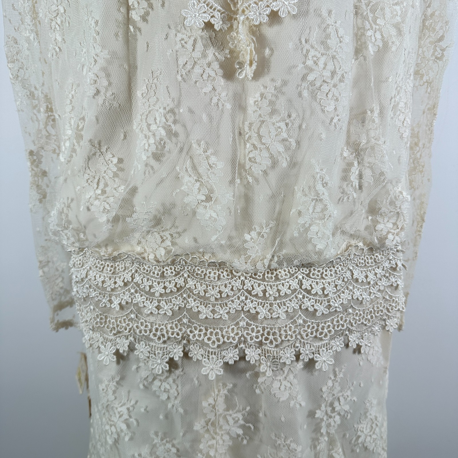 VTG 70s 80s Barbara Chodos Michael Marcella Lace 2 Pc Flapper Set Sz 12 NWT