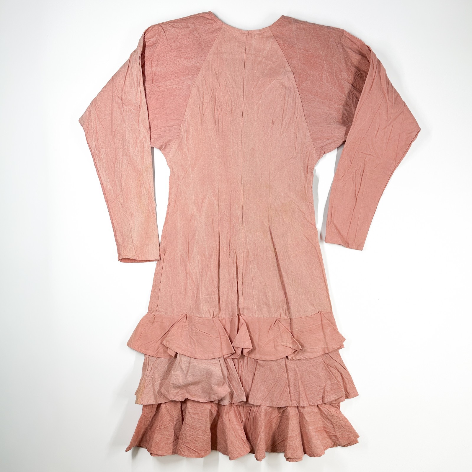 Vintage 80s 90s Asymmetrical Zipper Dress Ruffles Wash Artsy Designer Cotton