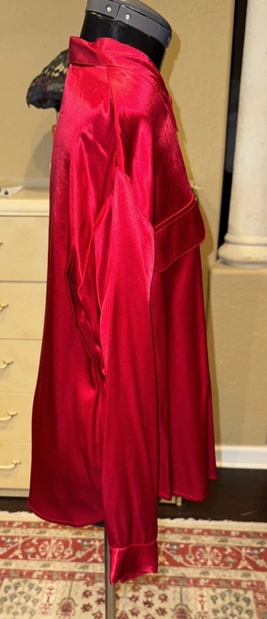Vintage Y2K Jonathan Martin Blouse Top Button Shirt Red Satin Size M USA