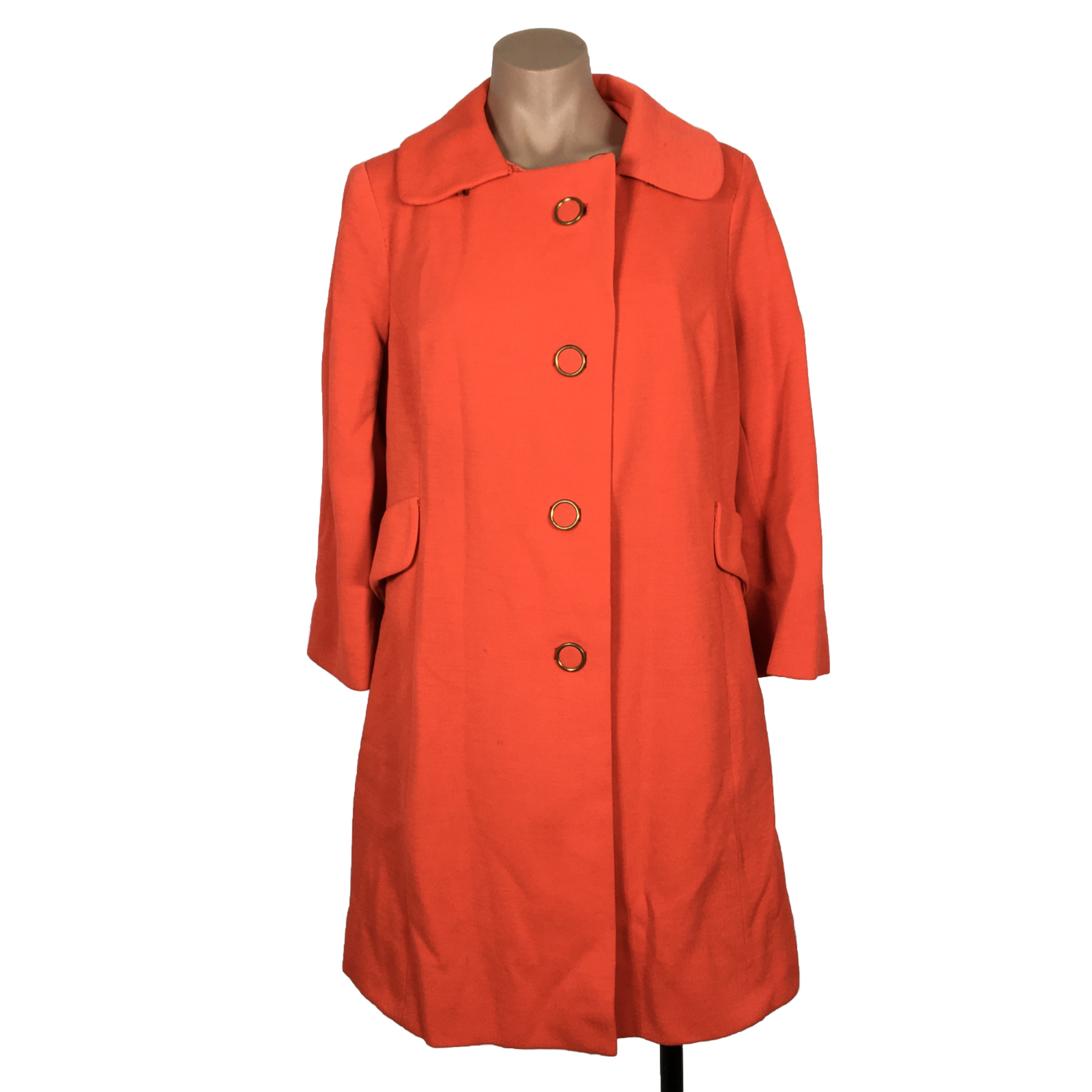 Vtg 70s 80s Red Evening UNION MADE Robinson’s Jacket Pea Coat M/L 3/4 Sleeve