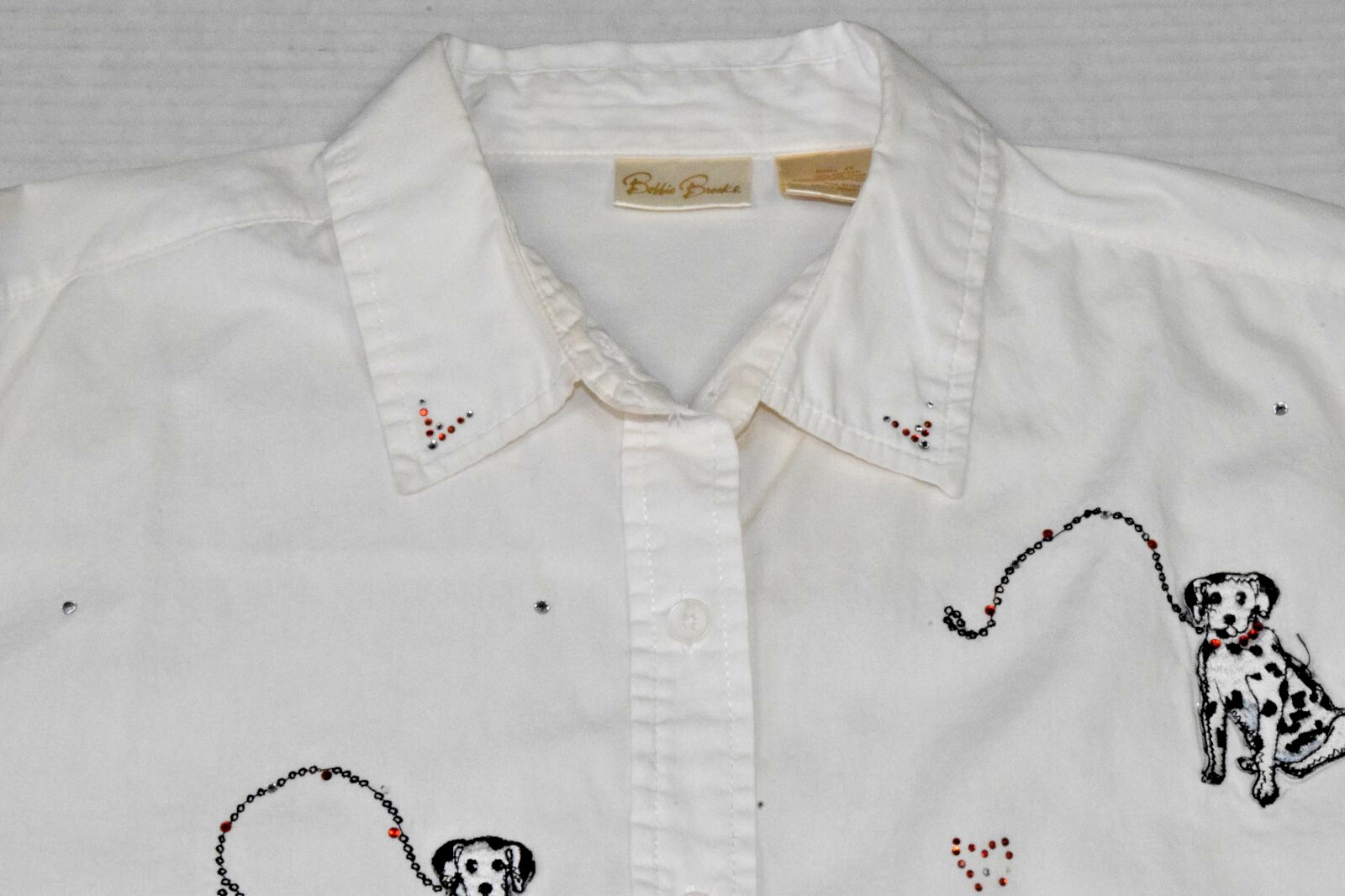 Vintage Bobbie Brooks Shirt Size S 90s Dalmatians Hearts Bedazzled Soft Cotton