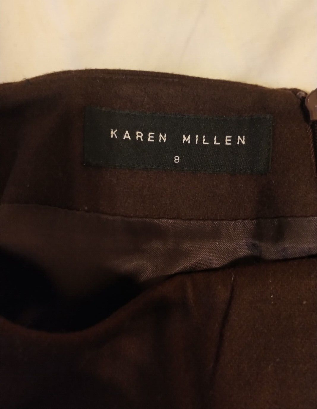 VINTAGE 1990S KAREN MILLEN BURGUNDY WINE BEADED ABOVE-KNEE SKIRT SIZE UK8 US4