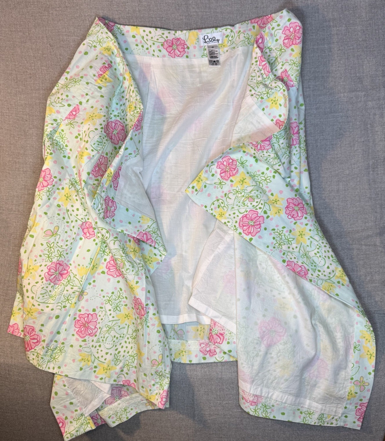 Vintage LILLY PULITZER White Label Pleated Meadow Skirt Sz 14 Summer Floral