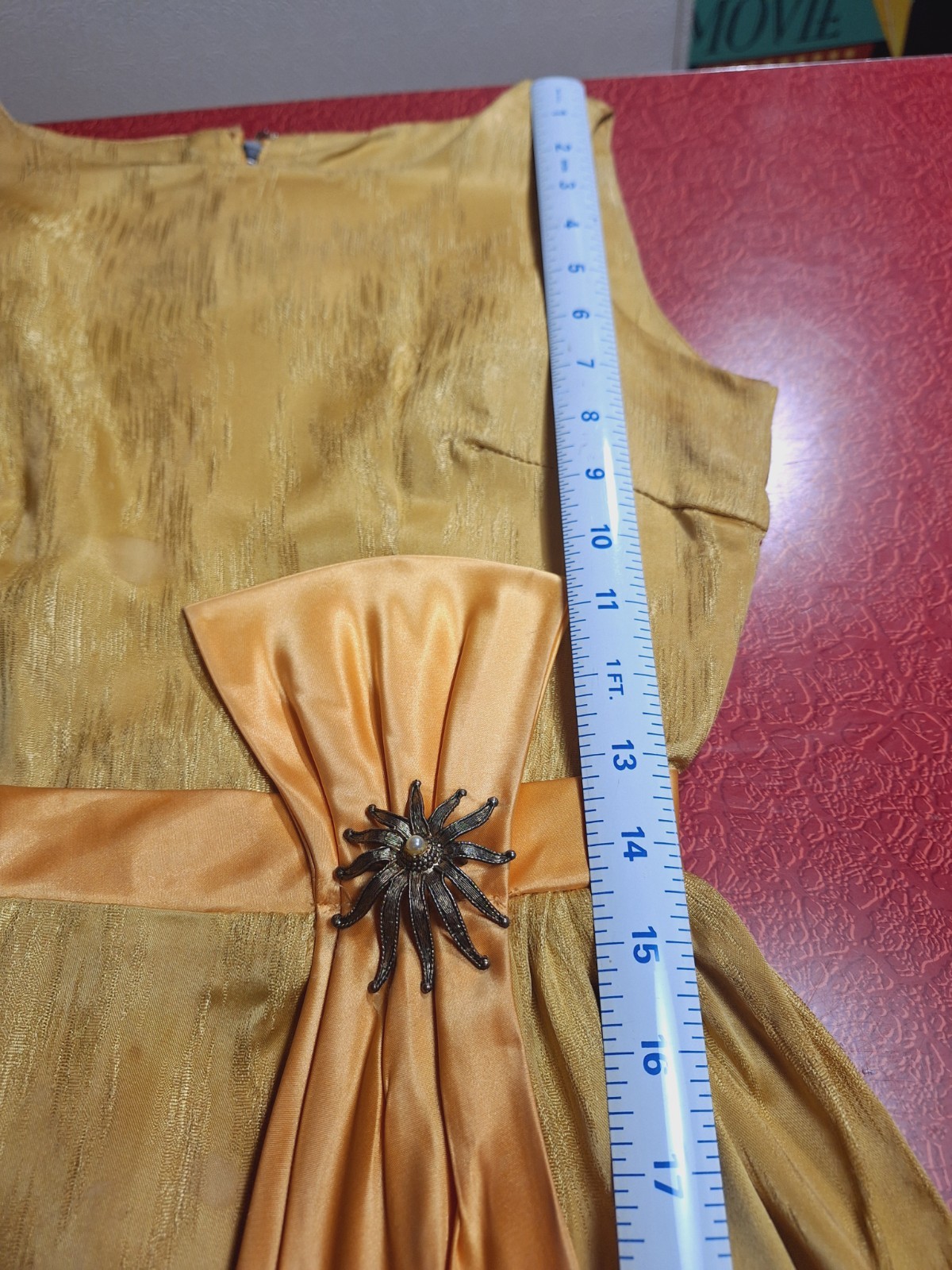 True VTG Mid-century MOD 1960s Cocktail Party Dress Mini S/XS Yellow Gold MCM