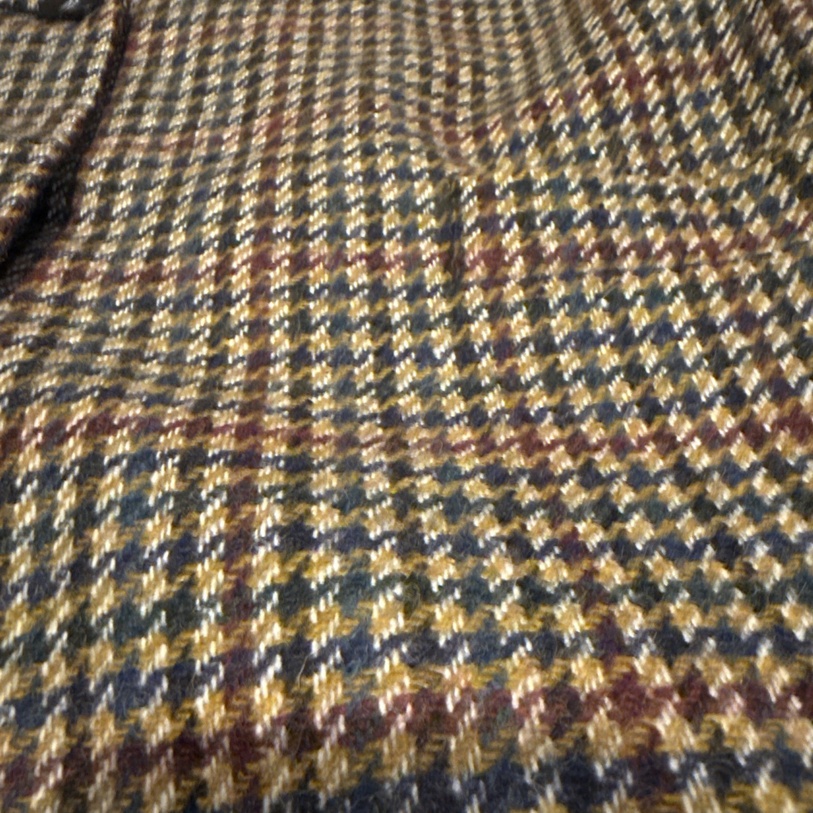 Vtg International Scene Wool Blazer Houndstooth Suede Collar Womens 10 Russia