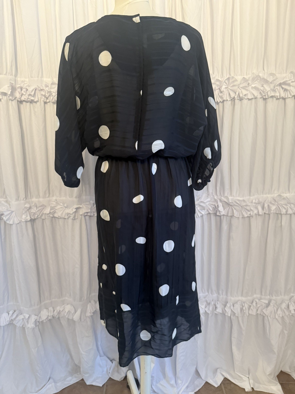 Vintage 80’s Claudia Cooper Dress Medium Polka Dots Black & White