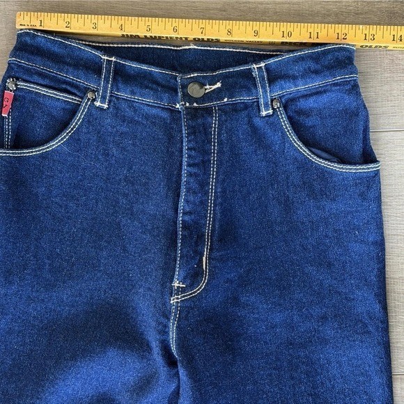 Gloria Vanderbilt Vintage High Rise Straight Leg Indigo Jeans White Stitching 6