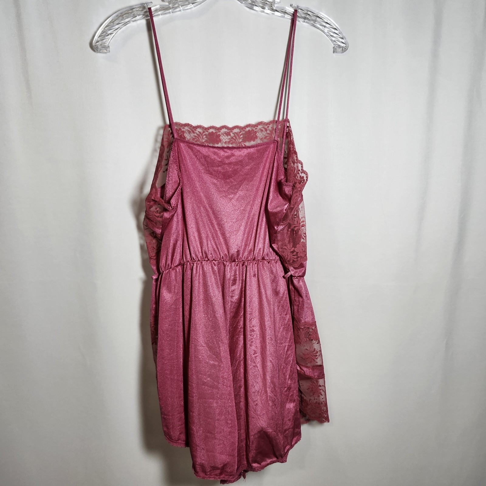 Texsheen Vintage Womens Size Large Mauve Teddy Romper Lingerie Sexy Snap Closure