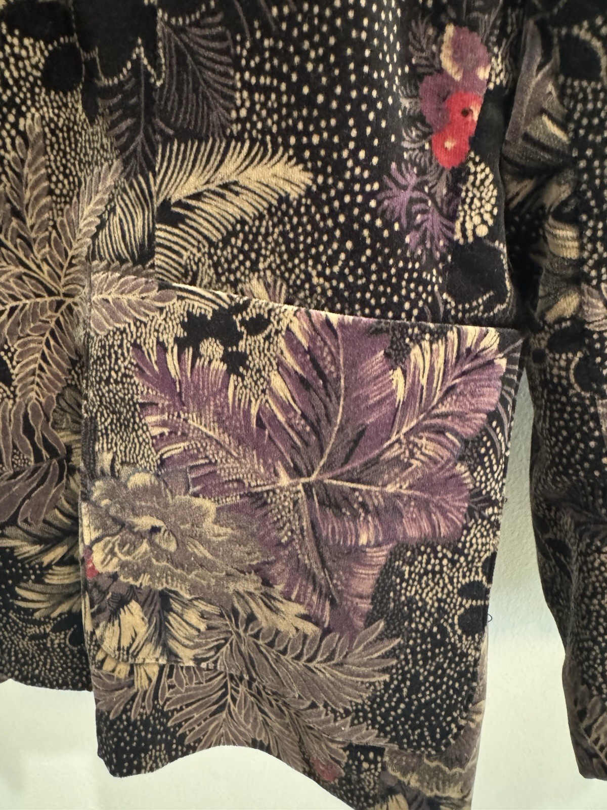 VTG 1980s Velvet Blazer Pockets Floral Normcore Secretary Dark Academia Goth