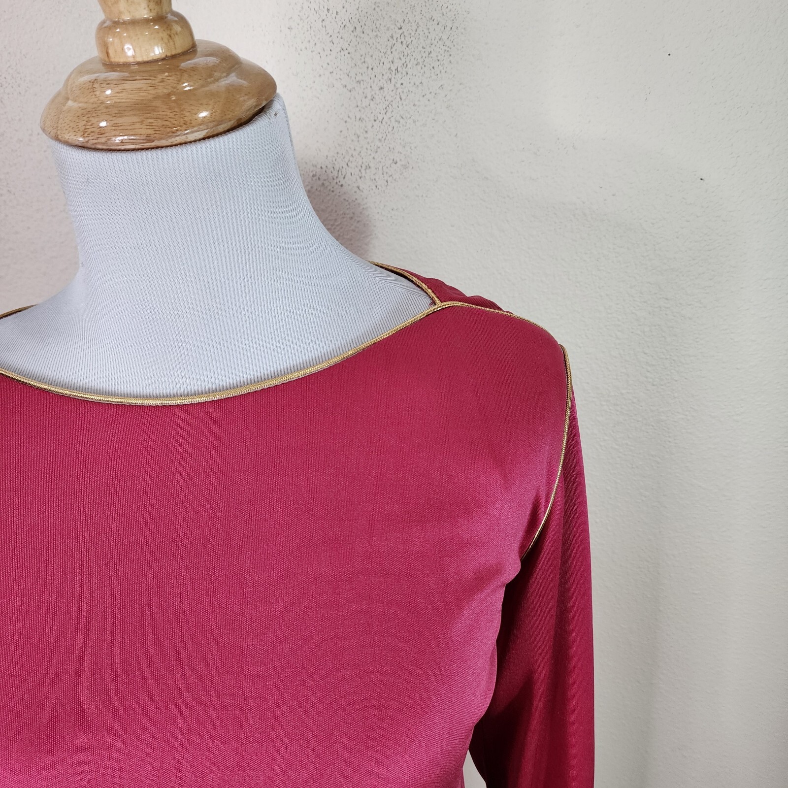Vintage 70s/80s Miss Rubette Accordion Mulberry Mauve Long Sleeve Maxi Dress 12