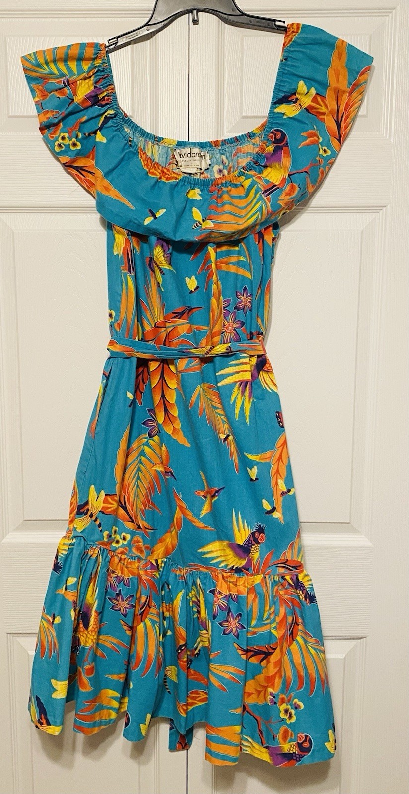 1960’s 70’s Vintage David Brown For California Tropical Birds Cotton Dress