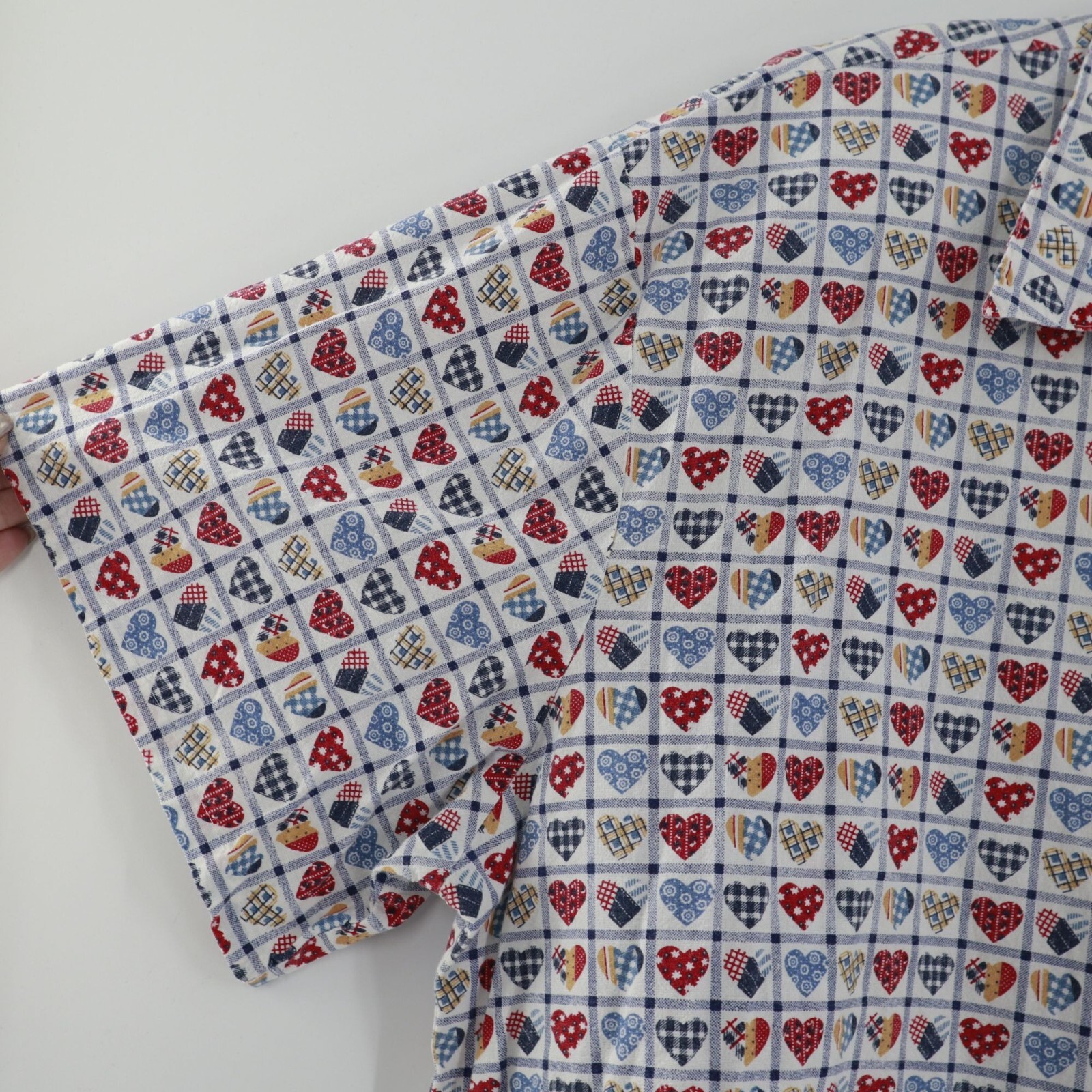 Best Blouse Company Heart Patchwork Shirt Women 24W Multi Lovecore Vintage Retro