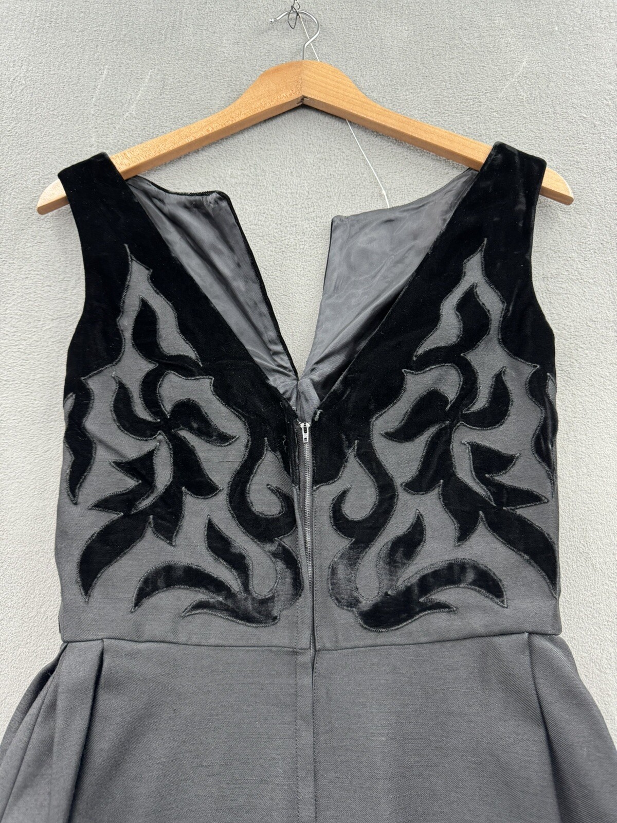VTG 50’s 60’s Women’s Black & Velvet Wool Evening Dress Tag See Measurements