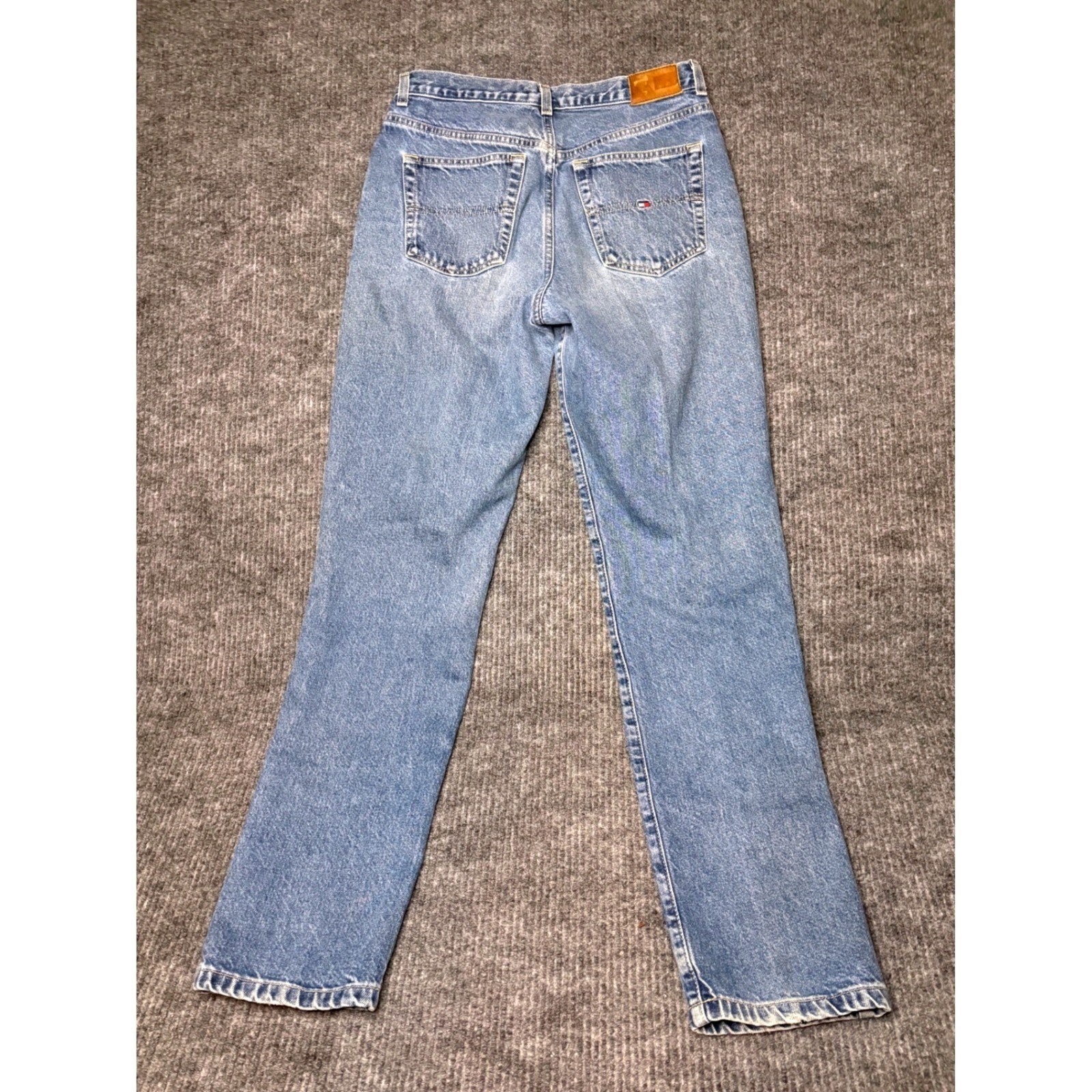 VTG Tommy Hilfiger Jeans Light Wash Flag Pocket Baggy Straight 90s Y2K Size 6