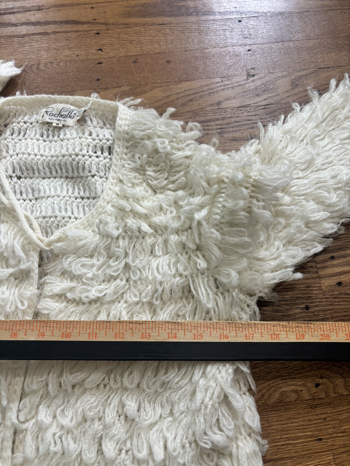 70s Rochelle California INSANE SHAGGY LOOPED Cardigan Sweater.medium