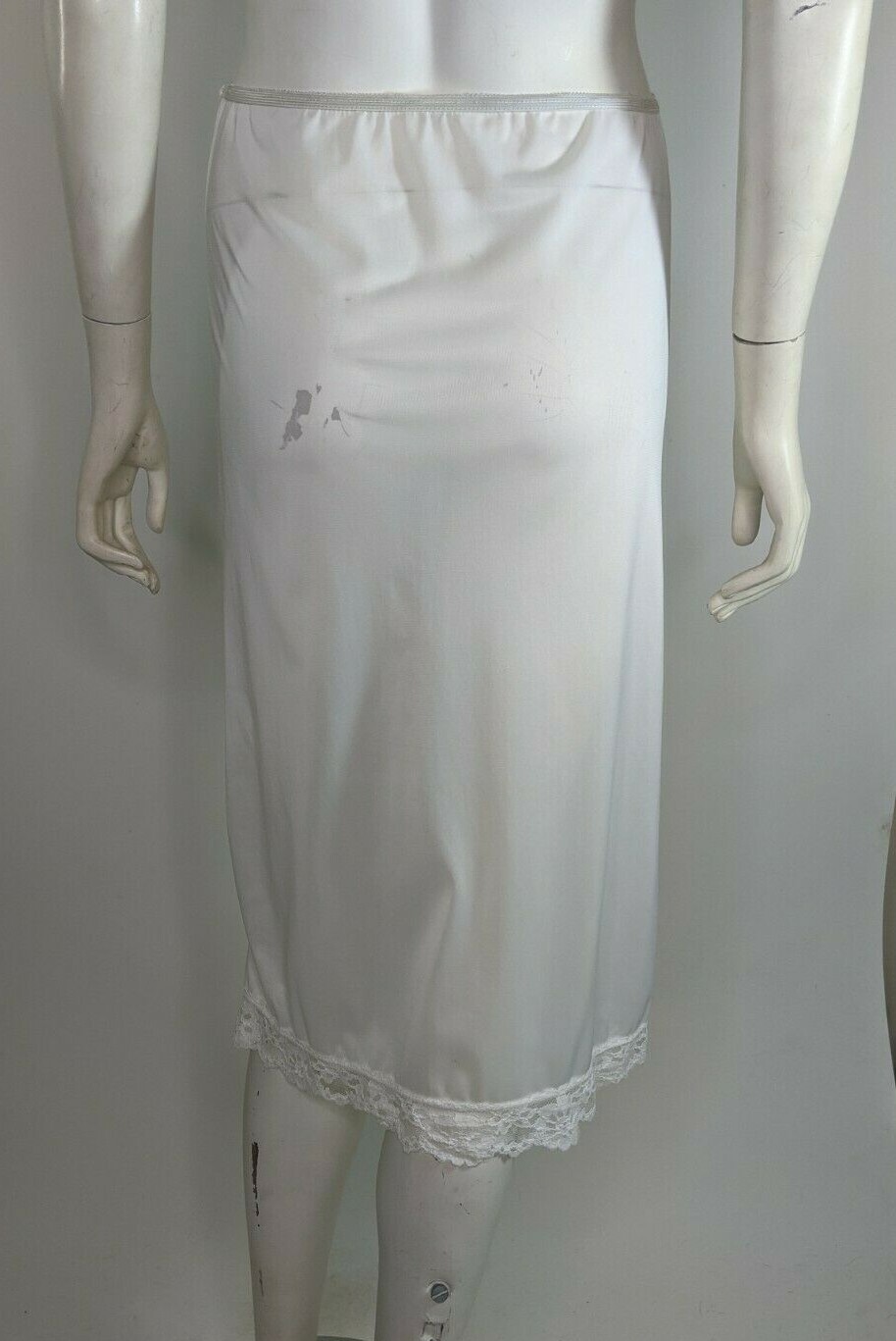 Vintage Slip Half Lingerie Embroidery White Skirt Floral Lace S Undergarment Vtg