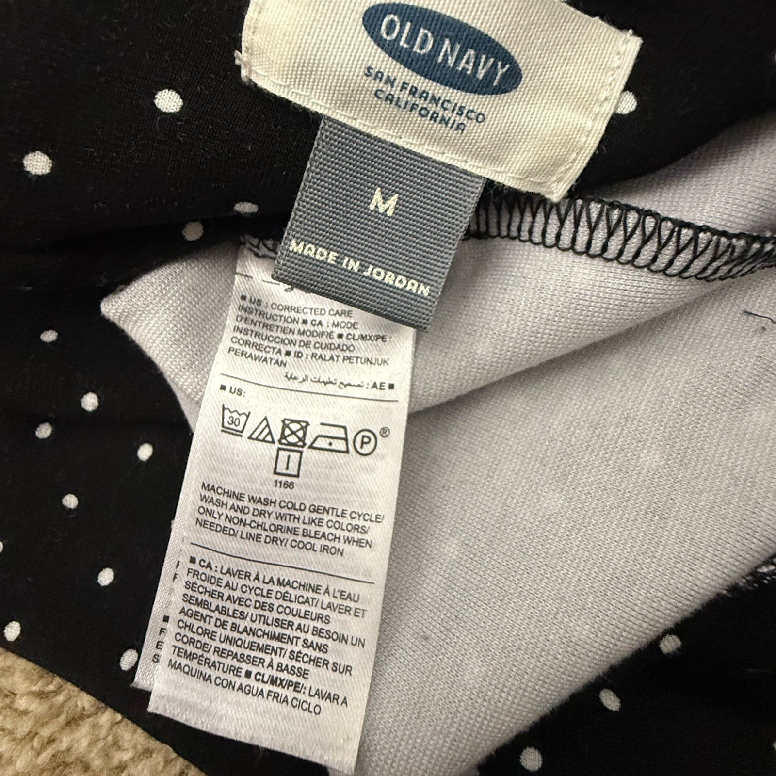 OLD NAVY Polka Dot Dress Medium Womens Black White Mini Preppy Stretch Knit