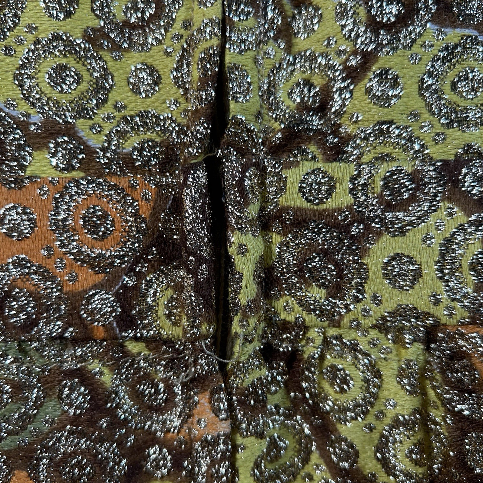 VTG 60s/70s Floral Orange Gold Hippie Psychedelic Long Maxi Dress Hand Made Sz M