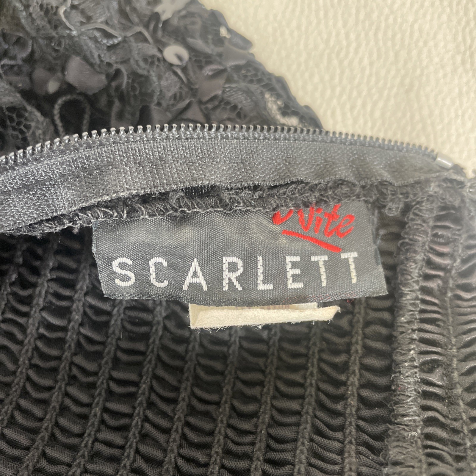 Vintage 1980’s Scarlett Nite Sz 7/8 Black Sequin Strapless Bubble Dress