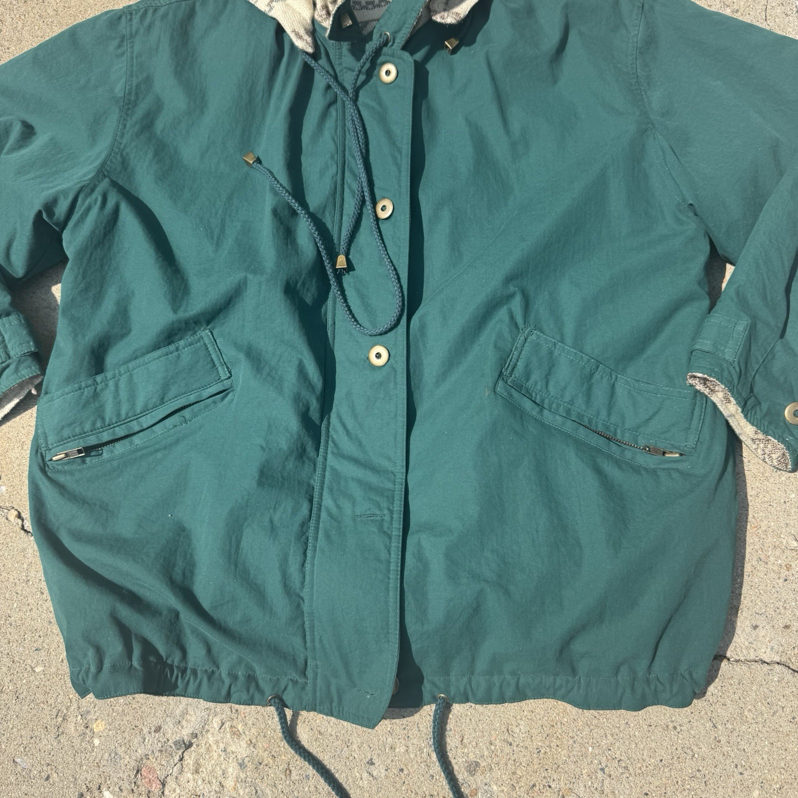 Vtg IZZI Reversible Full Zip Jacket Sz M Hooded Horseback Western Cowboy Cowgirl