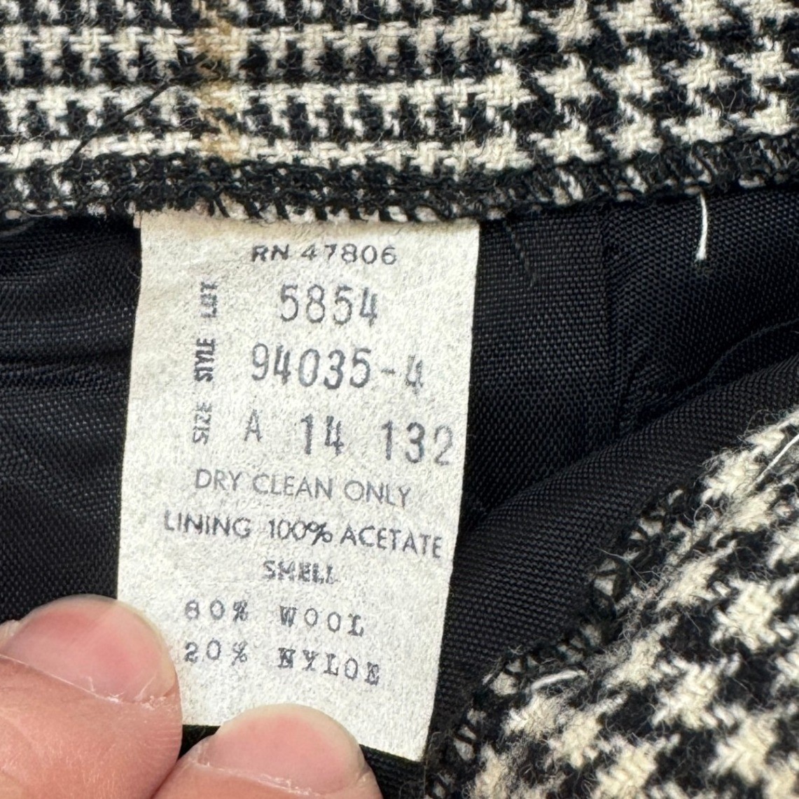 Vintage Glen Plaid Wool Trousers Women 14 Gray Dark Academia Preppy Office