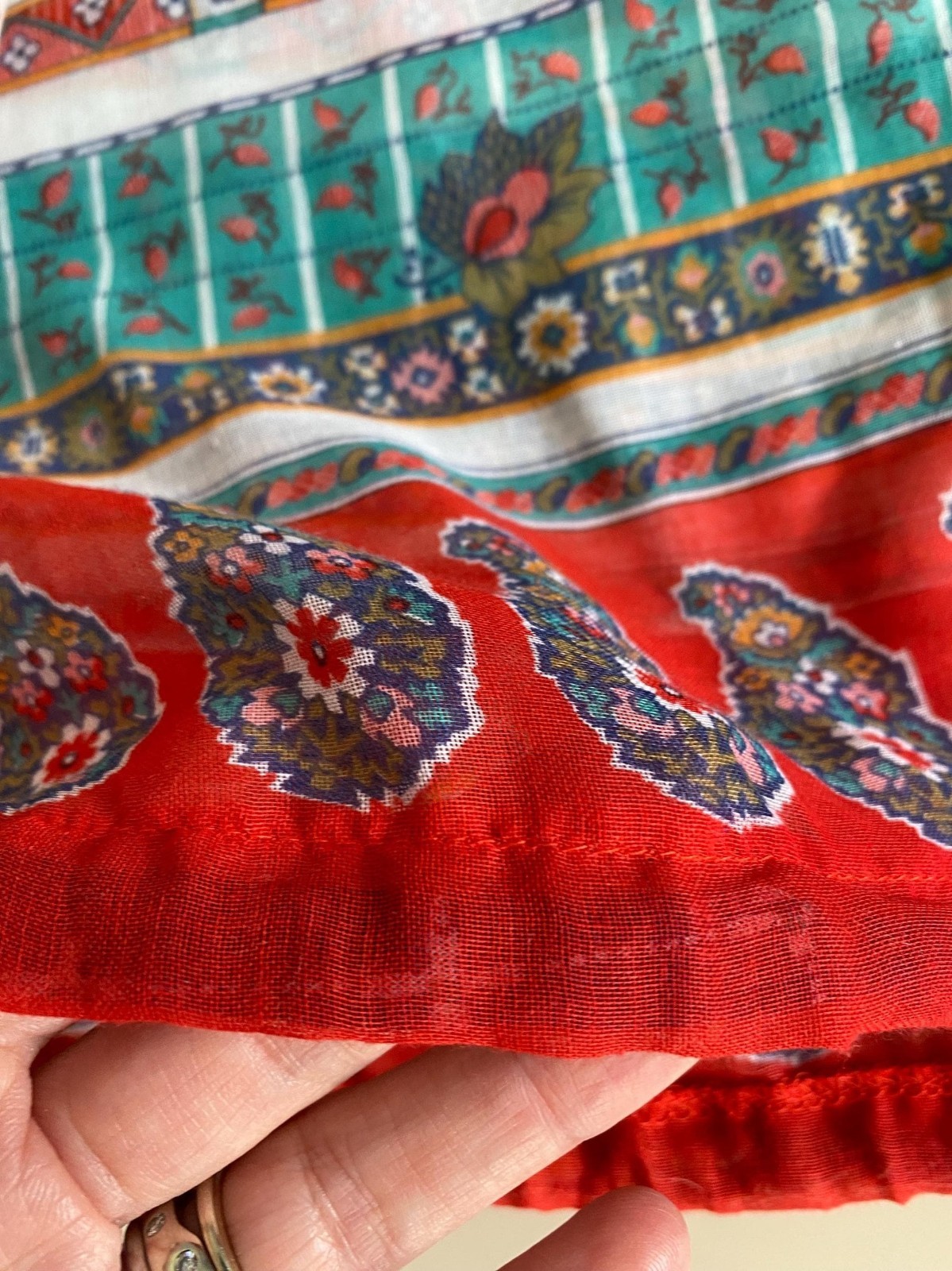 Vintage 1970s Lady Arrow Peasant Blouse, Size Small, Floral and Paisley Print