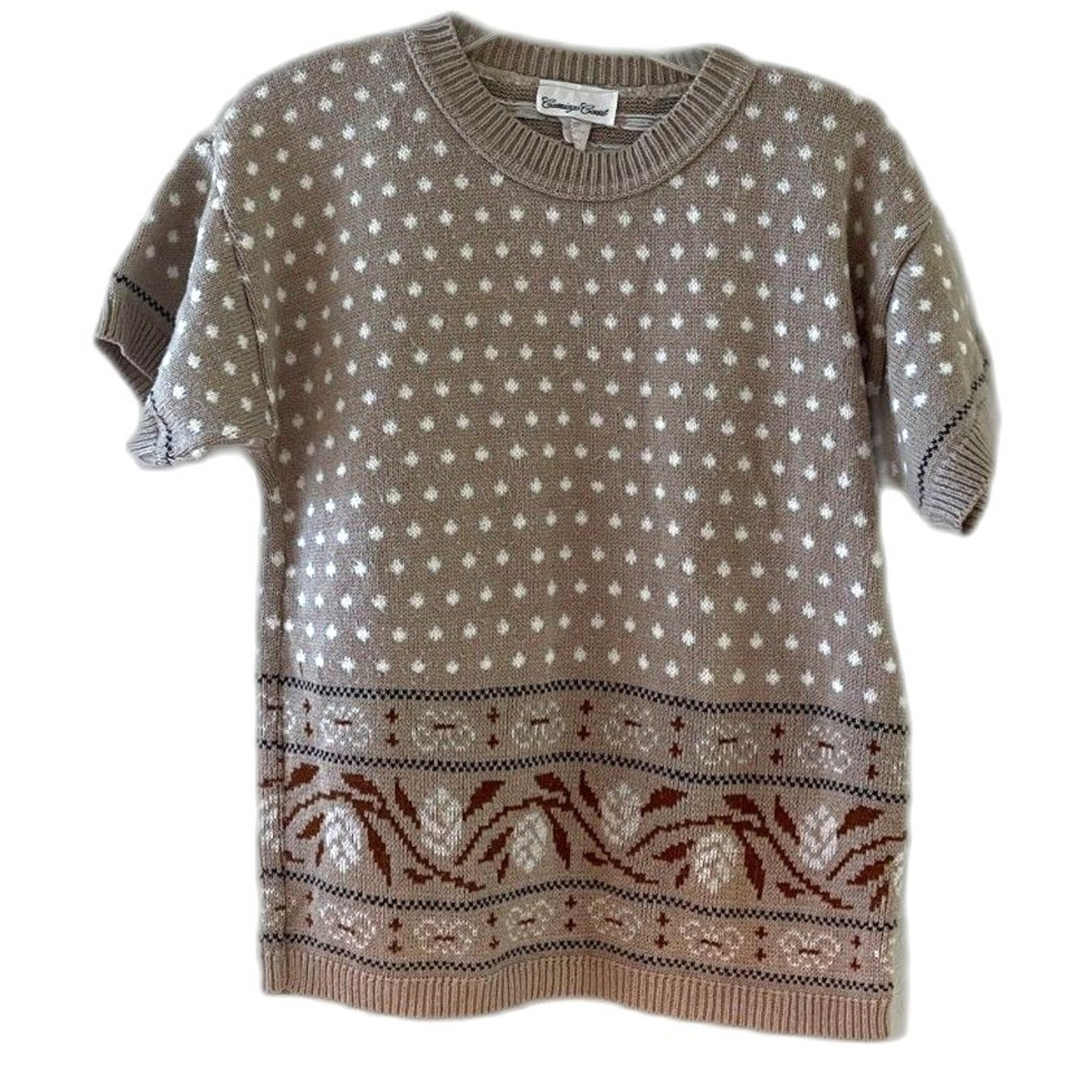 Vintage Carriage Court Women’s 90s Geometric Floral Knit Sweater Made in USA, M